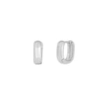 Quiet Icon-Petite Rectangle Huggies-Earrings-Rhdodium Plated Sterling Silver-Blue Ruby Jewellery-Vancouver Canada