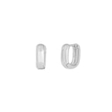 Quiet Icon-Petite Rectangle Huggies-Earrings-Rhdodium Plated Sterling Silver-Blue Ruby Jewellery-Vancouver Canada