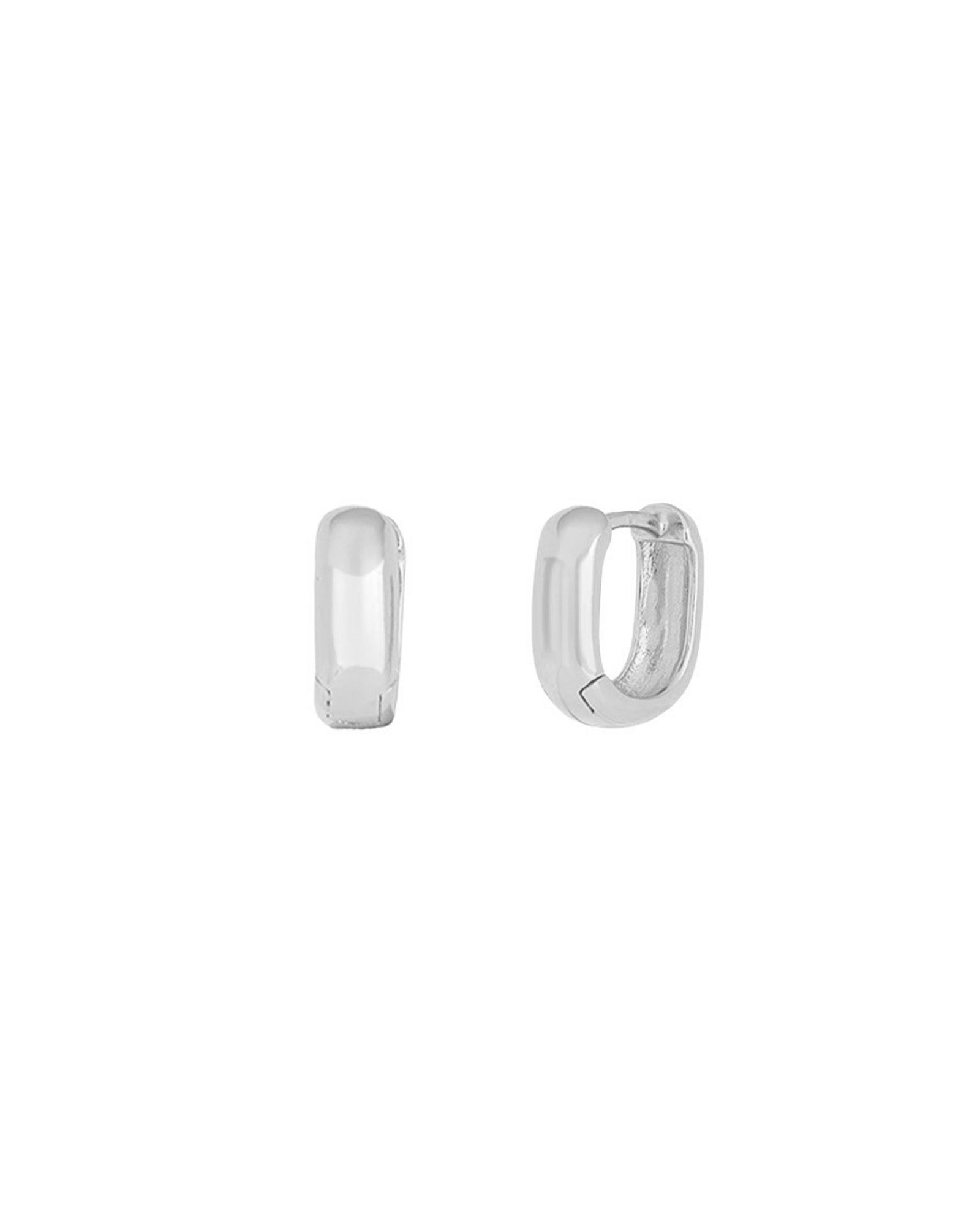 Quiet Icon-Petite Rectangle Huggies-Earrings-Rhdodium Plated Sterling Silver-Blue Ruby Jewellery-Vancouver Canada