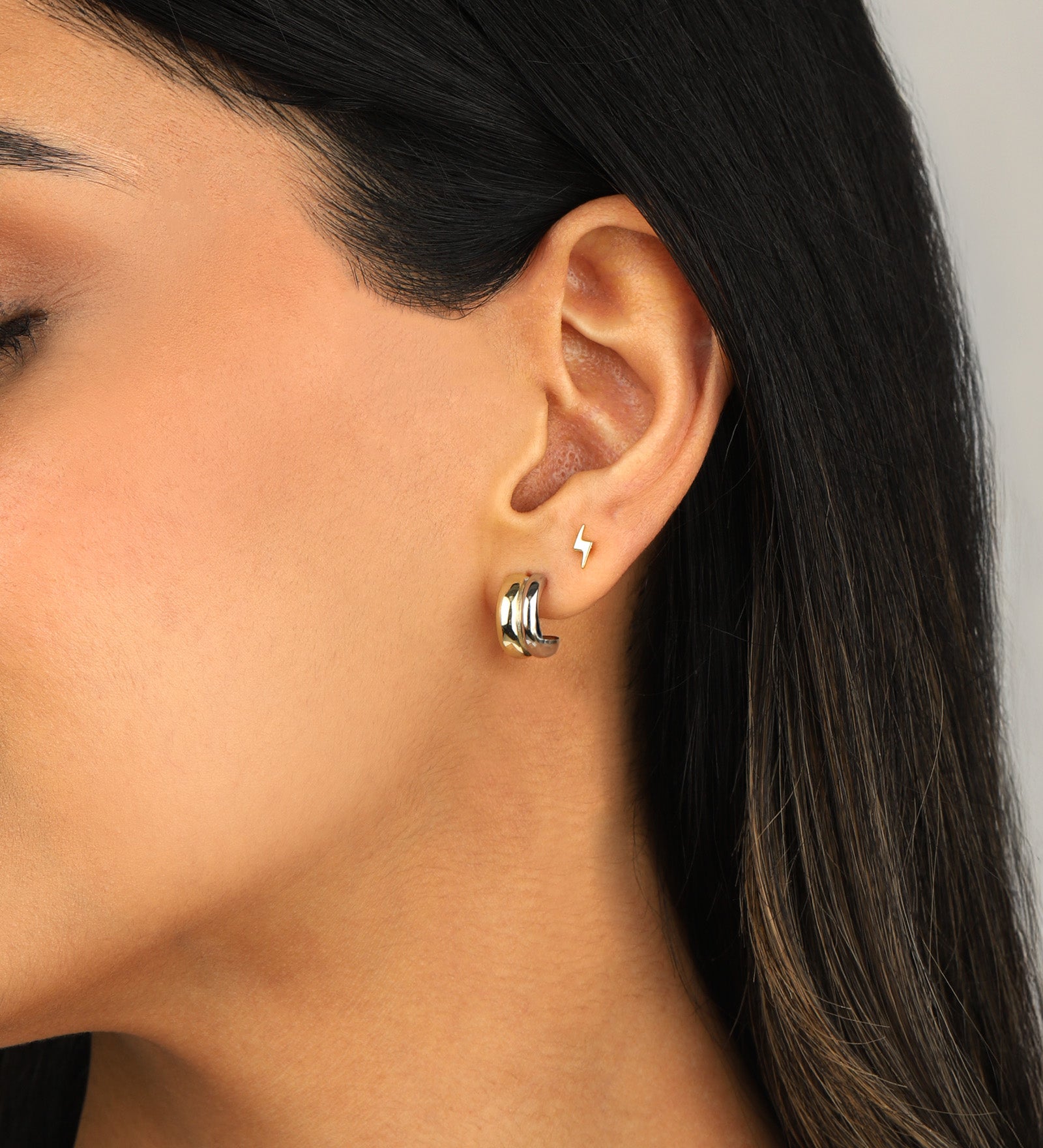 Quiet Icon-Two Tone Parallel Hoops-Earrings-Blue Ruby Jewellery-Vancouver Canada