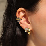 Quiet Icon-Two Tone Parallel Hoops-Earrings-Blue Ruby Jewellery-Vancouver Canada