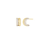 Quiet Icon-Two Tone Parallel Hoops-Earrings-14k Gold Vermeil, Rhodium Plated Sterling Silver-Blue Ruby Jewellery-Vancouver Canada