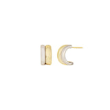Quiet Icon-Two Tone Parallel Hoops-Earrings-14k Gold Vermeil, Rhodium Plated Sterling Silver-Blue Ruby Jewellery-Vancouver Canada