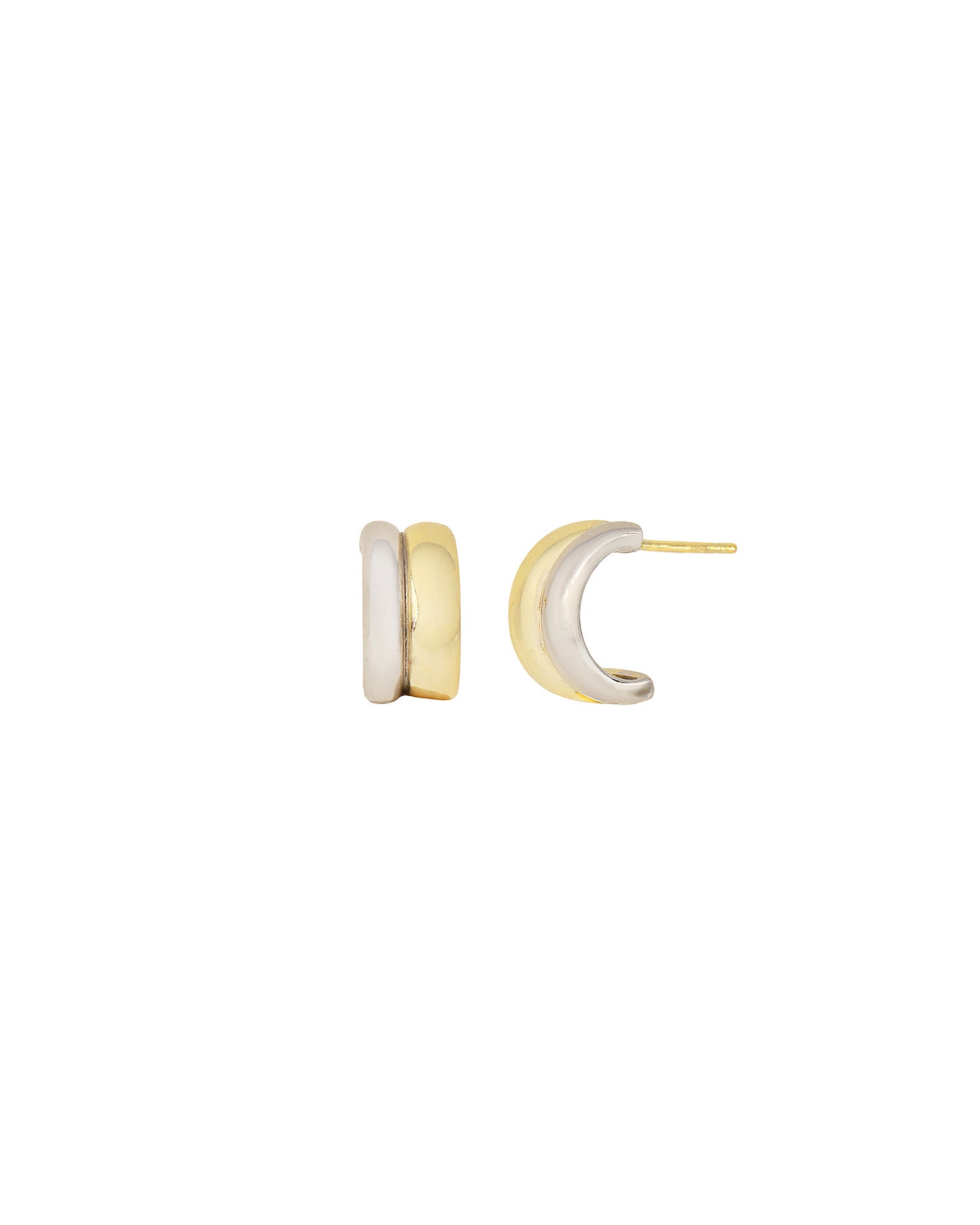 Quiet Icon-Two Tone Parallel Hoops-Earrings-14k Gold Vermeil, Rhodium Plated Sterling Silver-Blue Ruby Jewellery-Vancouver Canada