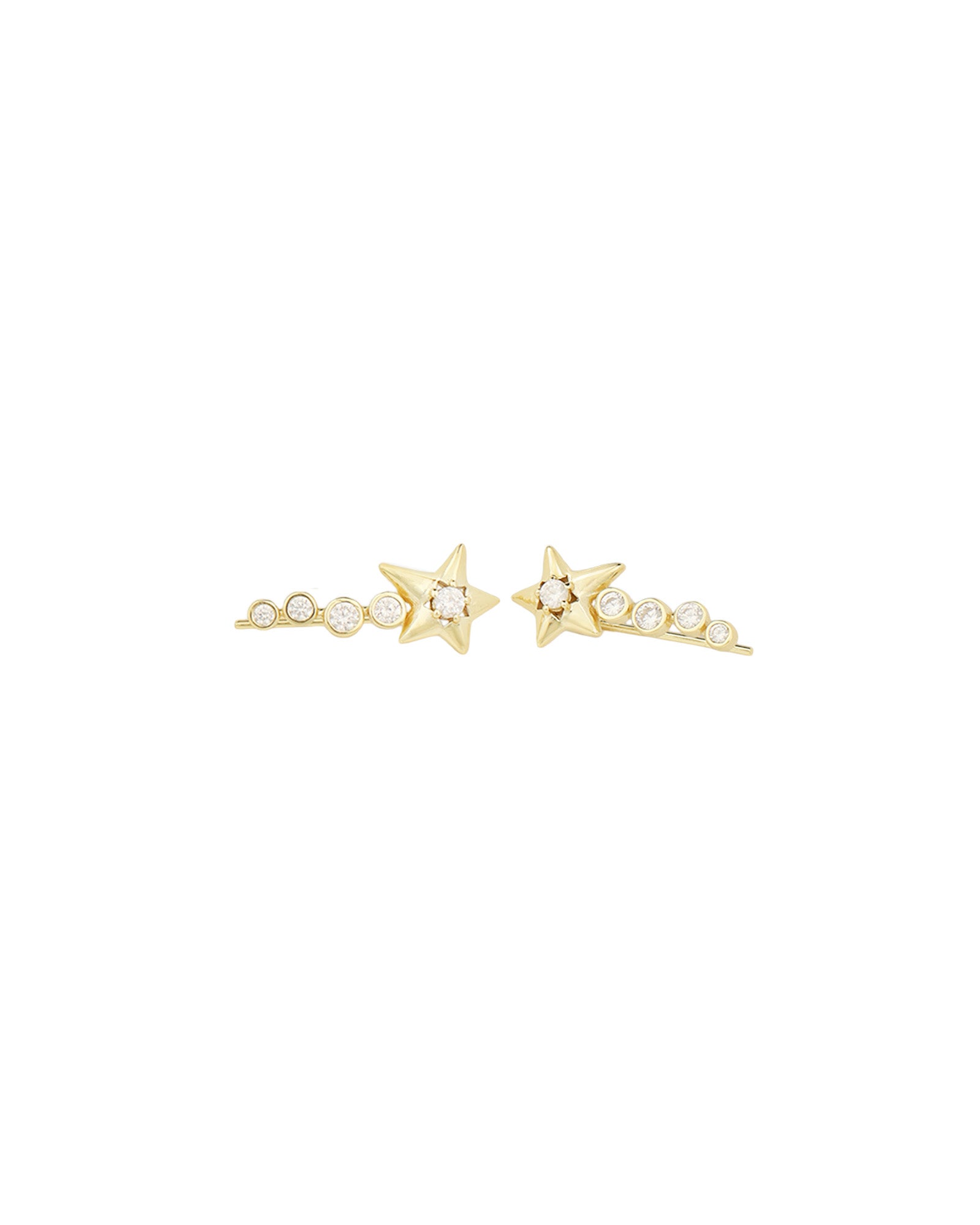 Quiet Icon-Shooting Star Ear Climbers-Earrings-14k Gold Vermeil, Cubic Zirconia-Blue Ruby Jewellery-Vancouver Canada