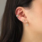 Quiet Icon-Bezel Teardrop Huggies-Earrings-Blue Ruby Jewellery-Vancouver Canada