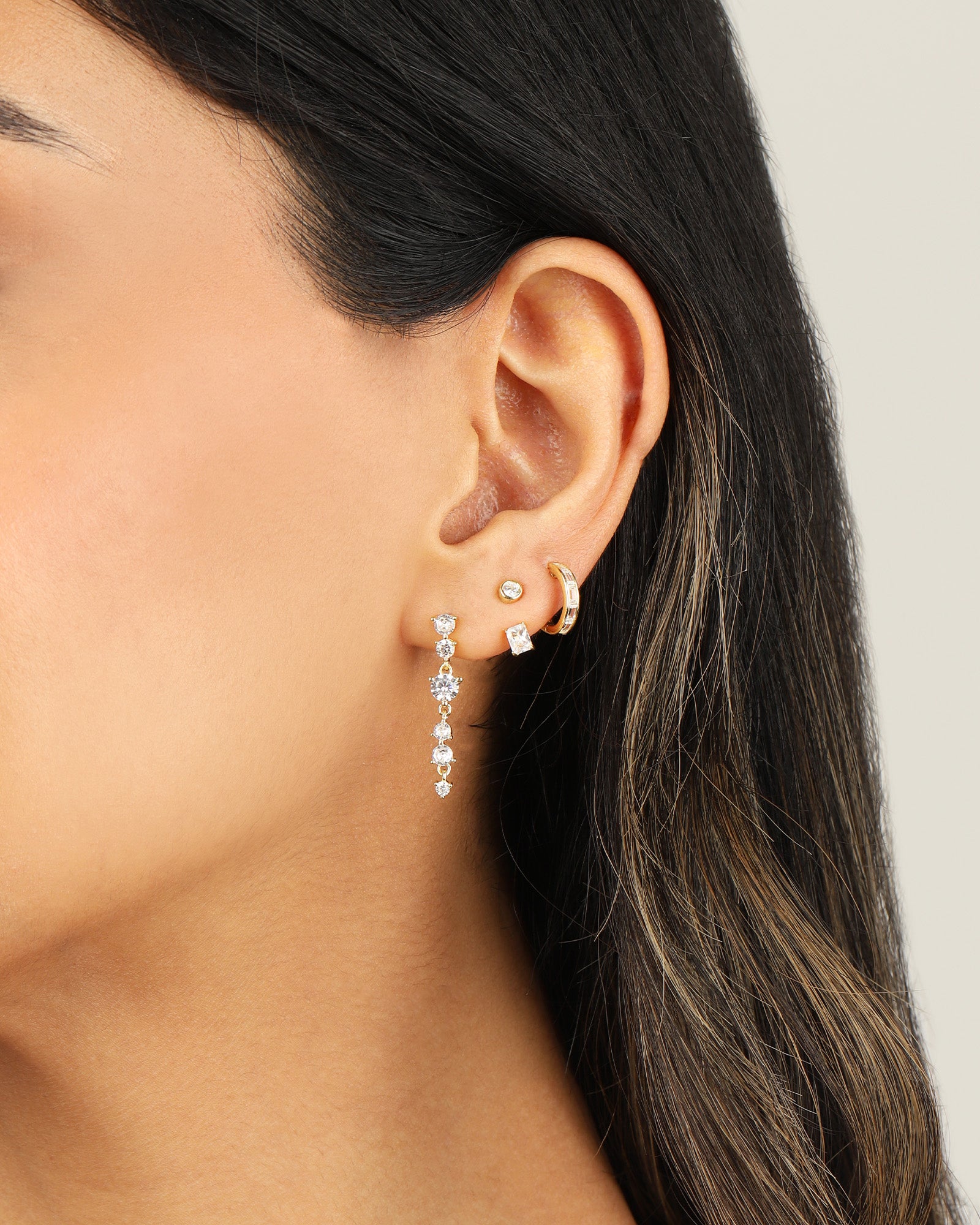 Quiet Icon-Baguette Channel Huggies-Earrings-Blue Ruby Jewellery-Vancouver Canada
