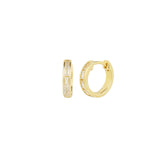 Quiet Icon-Baguette Channel Huggies-Earrings-14k Gold Vermeil, Cubic Zirconia-Blue Ruby Jewellery-Vancouver Canada