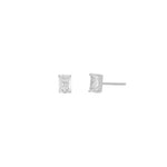 Quiet Icon-Emerald Cut Studs-Earrings-Rhdodium Plated Sterling Silver, Cubic Zirconia-Blue Ruby Jewellery-Vancouver Canada