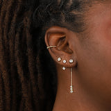 Quiet Icon-Round Bezel CZ Ear Jacket-Earrings-Blue Ruby Jewellery-Vancouver Canada