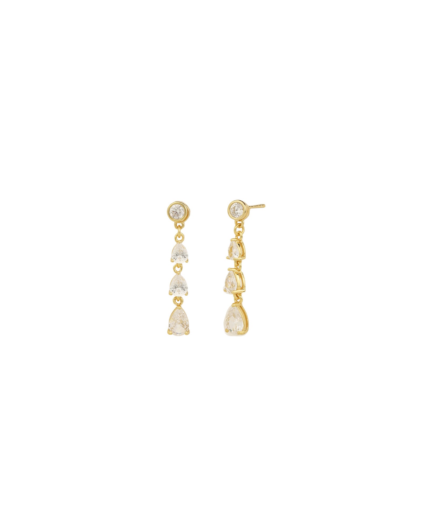 Quiet Icon-Teardrop CZ Ear Jacket-Earrings-14k Gold Vermeil, Cubic Zirconia-Blue Ruby Jewellery-Vancouver Canada