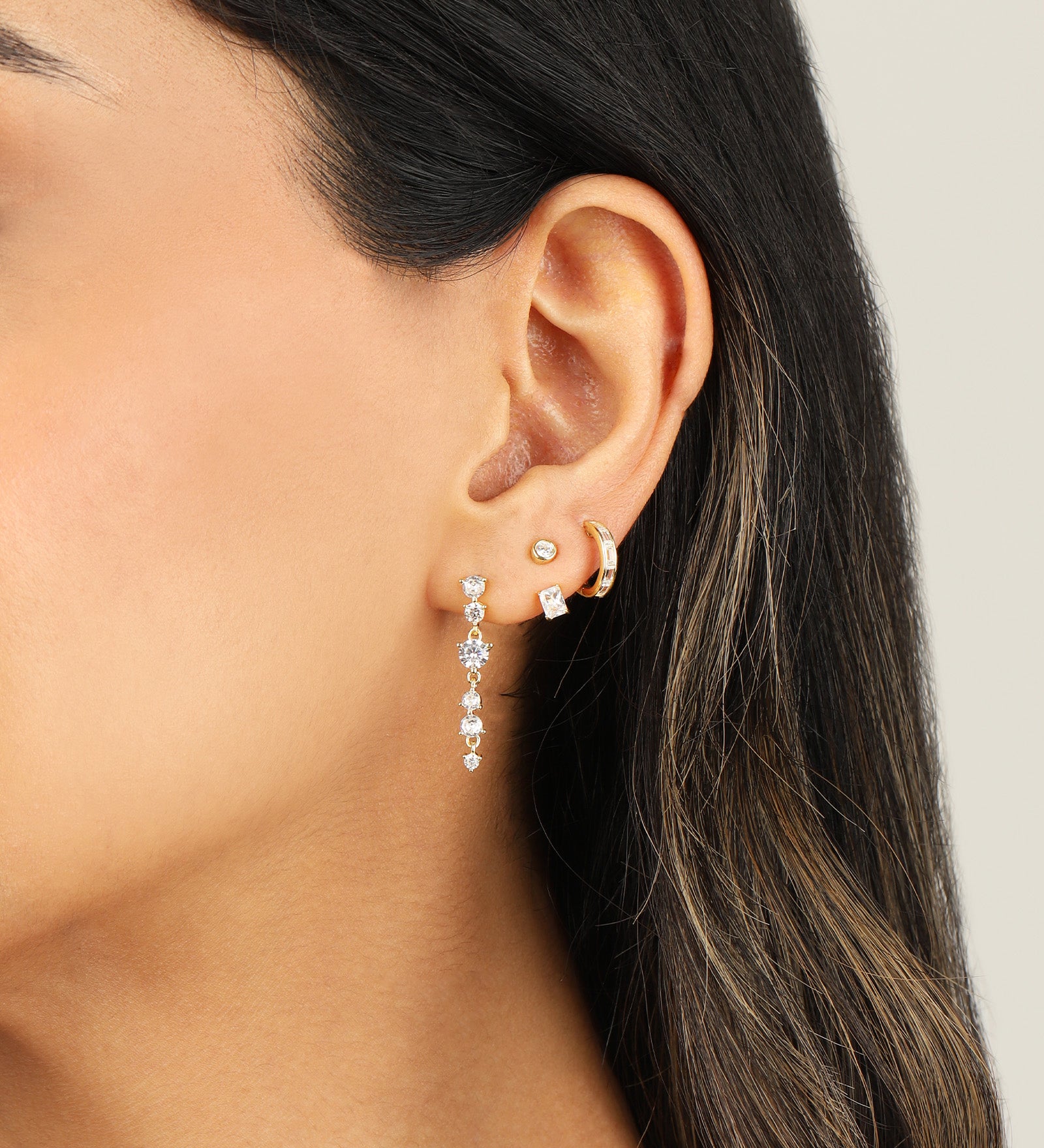 Quiet Icon-Duo Shape CZ Ear Jacket-Earrings-Blue Ruby Jewellery-Vancouver Canada