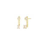 Quiet Icon-Duo Shape CZ Ear Jacket-Earrings-14k Gold Vermeil, Cubic Zirconia-Blue Ruby Jewellery-Vancouver Canada