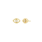 Quiet Icon-Evil Eye Ear Jacket-Earrings-14k Gold Vermeil, Cubic Zirconia-Blue Ruby Jewellery-Vancouver Canada