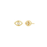 Quiet Icon-Evil Eye Ear Jacket-Earrings-14k Gold Vermeil, Cubic Zirconia-Blue Ruby Jewellery-Vancouver Canada