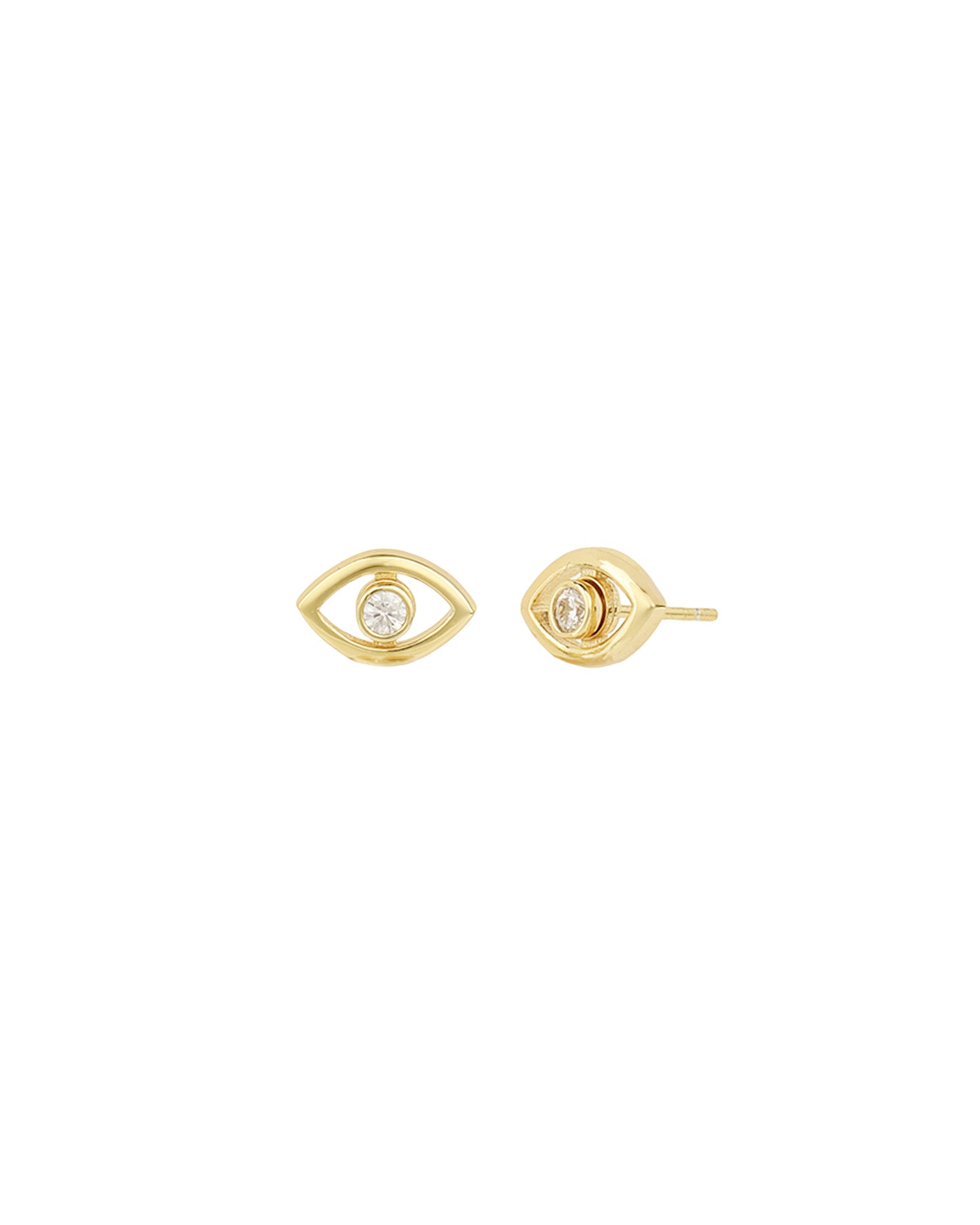 Quiet Icon-Evil Eye Ear Jacket-Earrings-14k Gold Vermeil, Cubic Zirconia-Blue Ruby Jewellery-Vancouver Canada