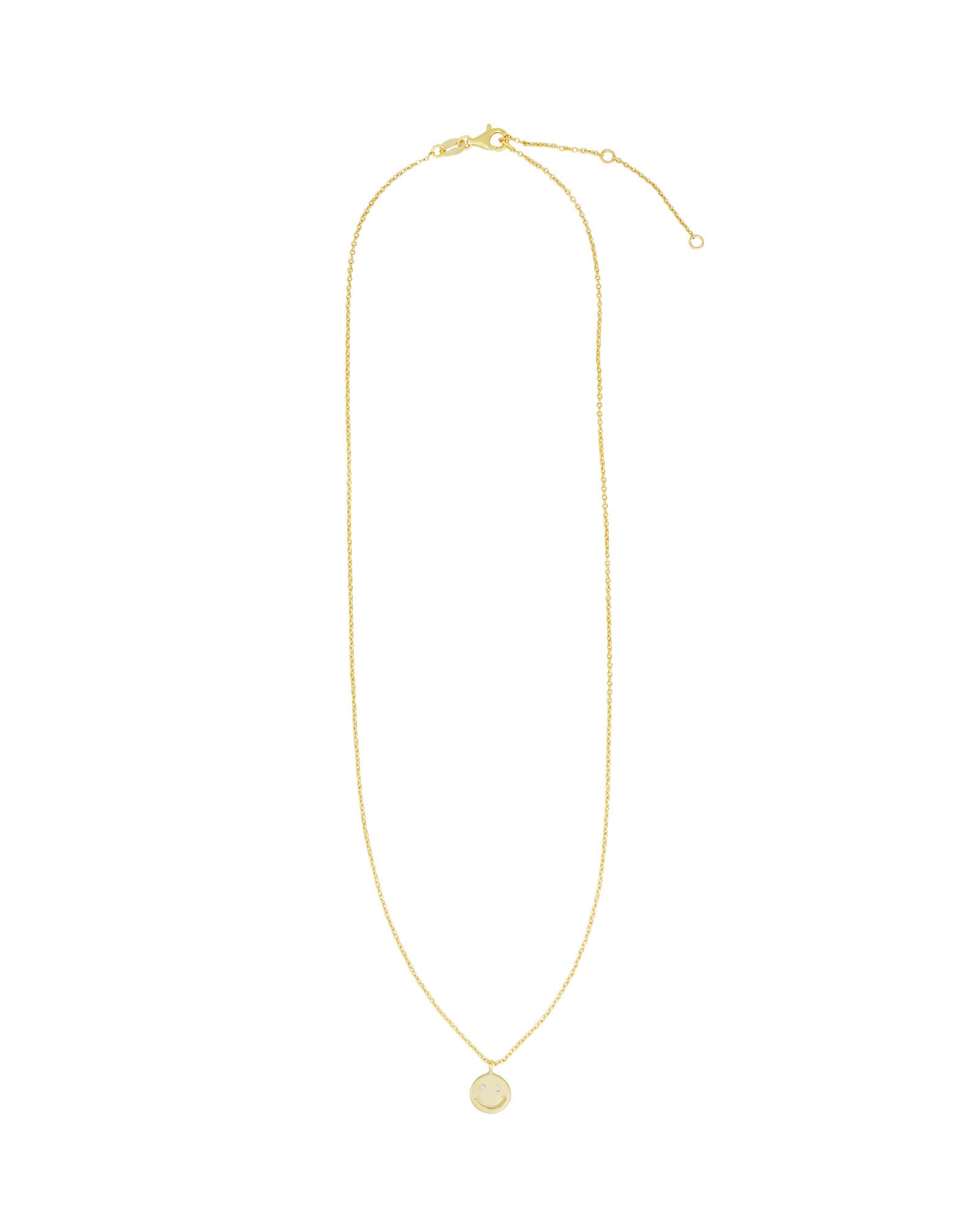 Smiley Face Necklace 14k Gold Vermeil, Cubic Zirconia