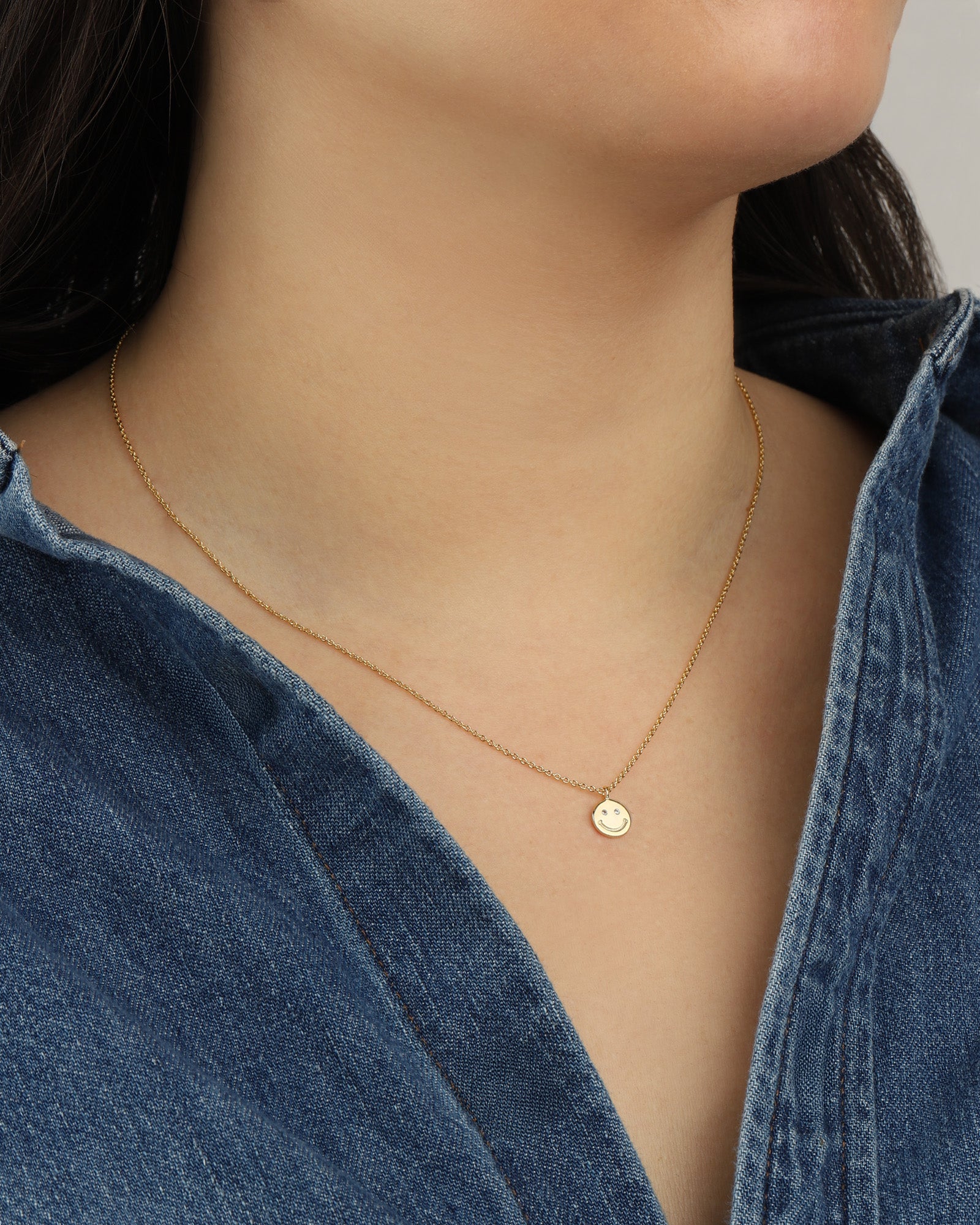 Quiet Icon-Smiley Face Necklace-Necklaces-Blue Ruby Jewellery-Vancouver Canada