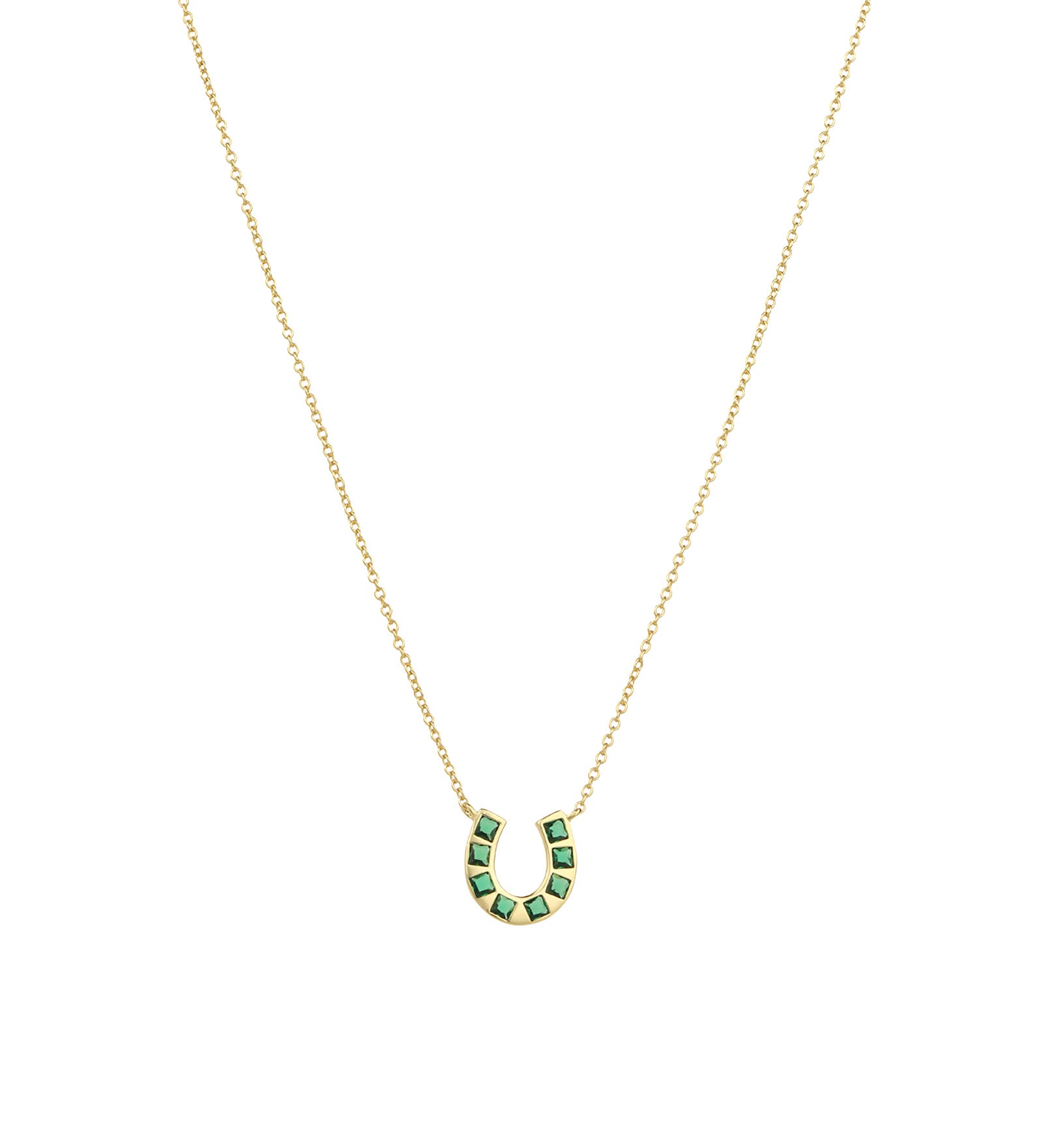 Horseshoe Necklace 14k Gold Vermeil, Cubic Zirconia