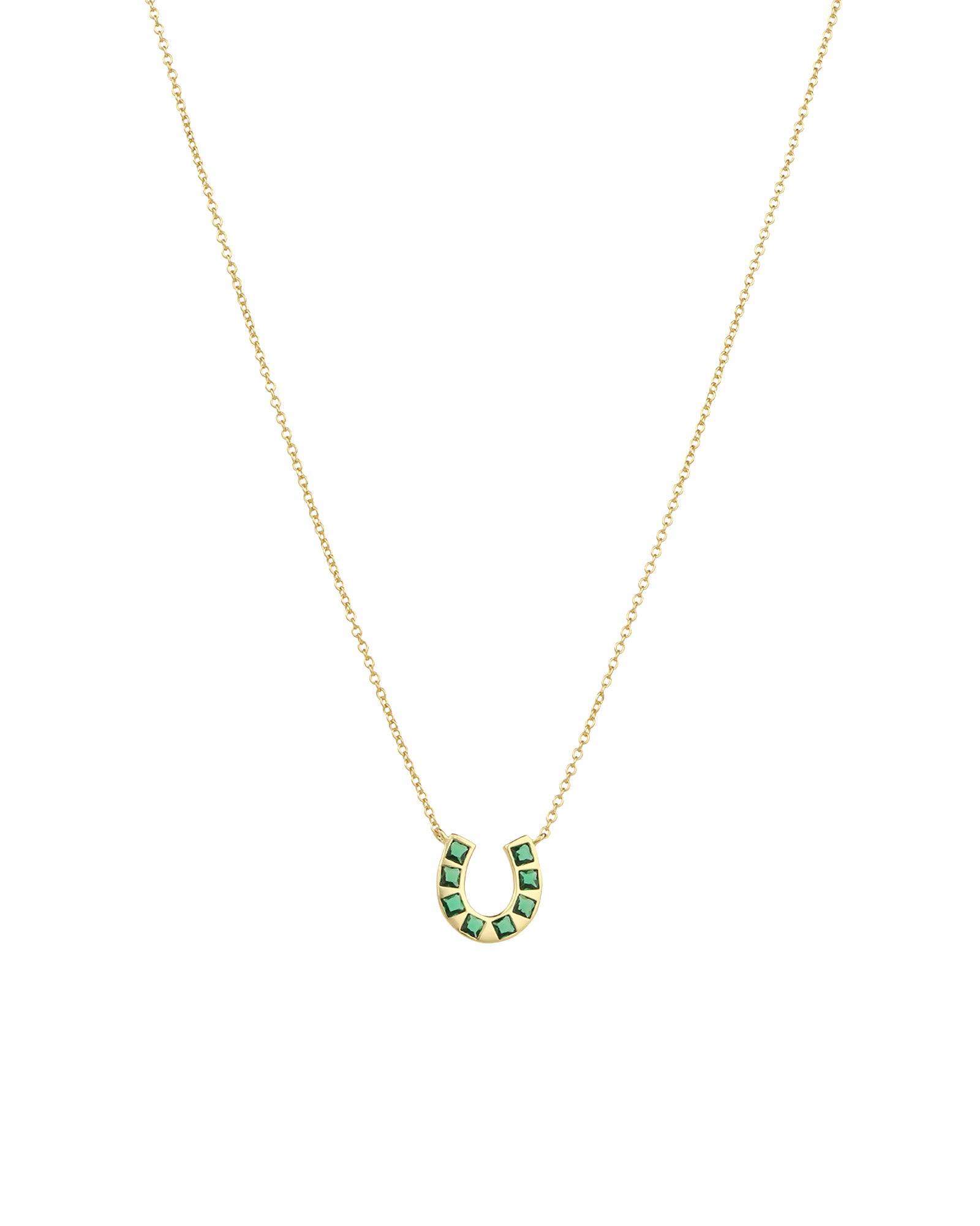 Horseshoe Necklace 14k Gold Vermeil, Cubic Zirconia
