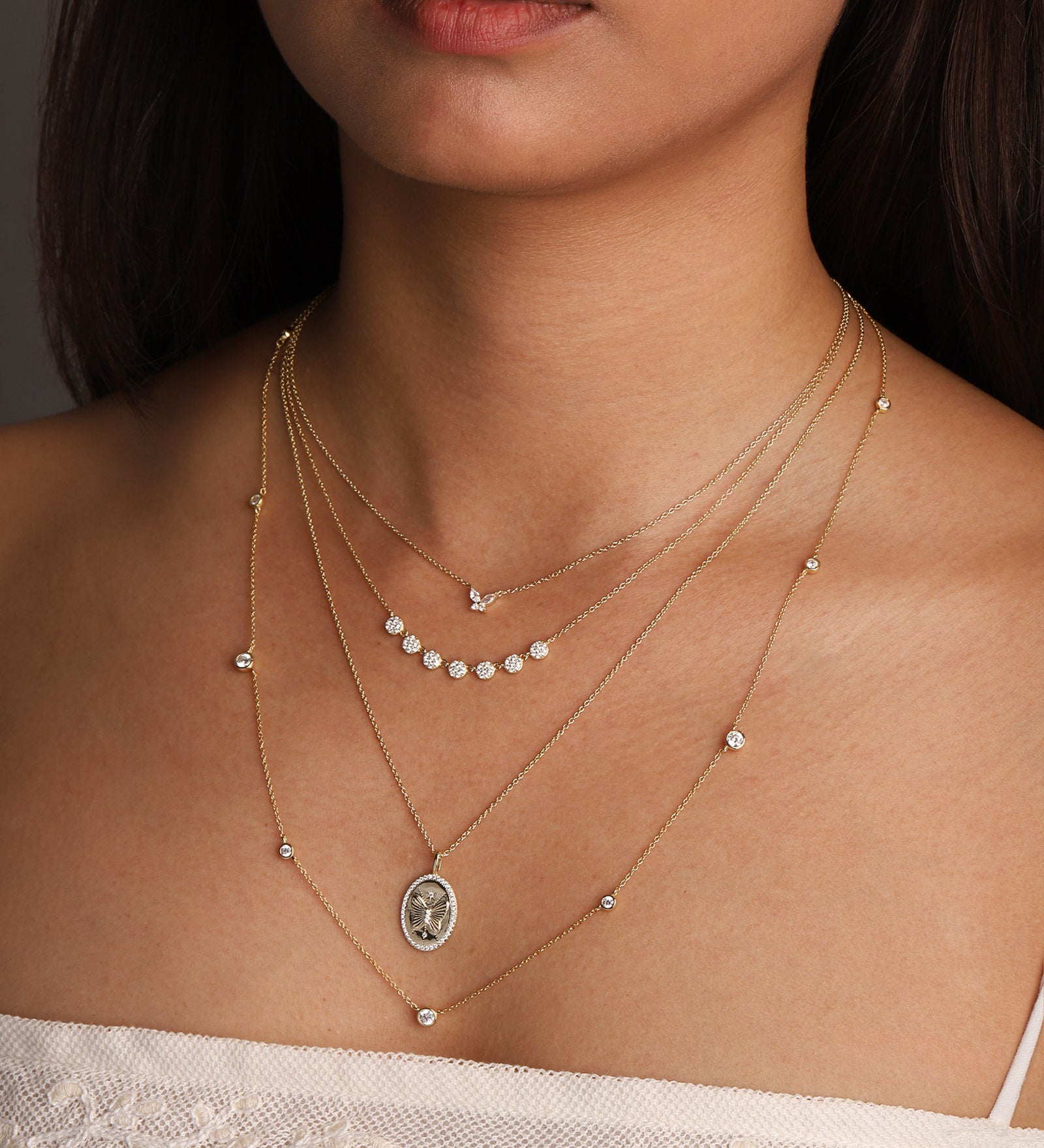 Quiet Icon-Gradual Station Bezel Necklace-Necklaces-Blue Ruby Jewellery-Vancouver Canada