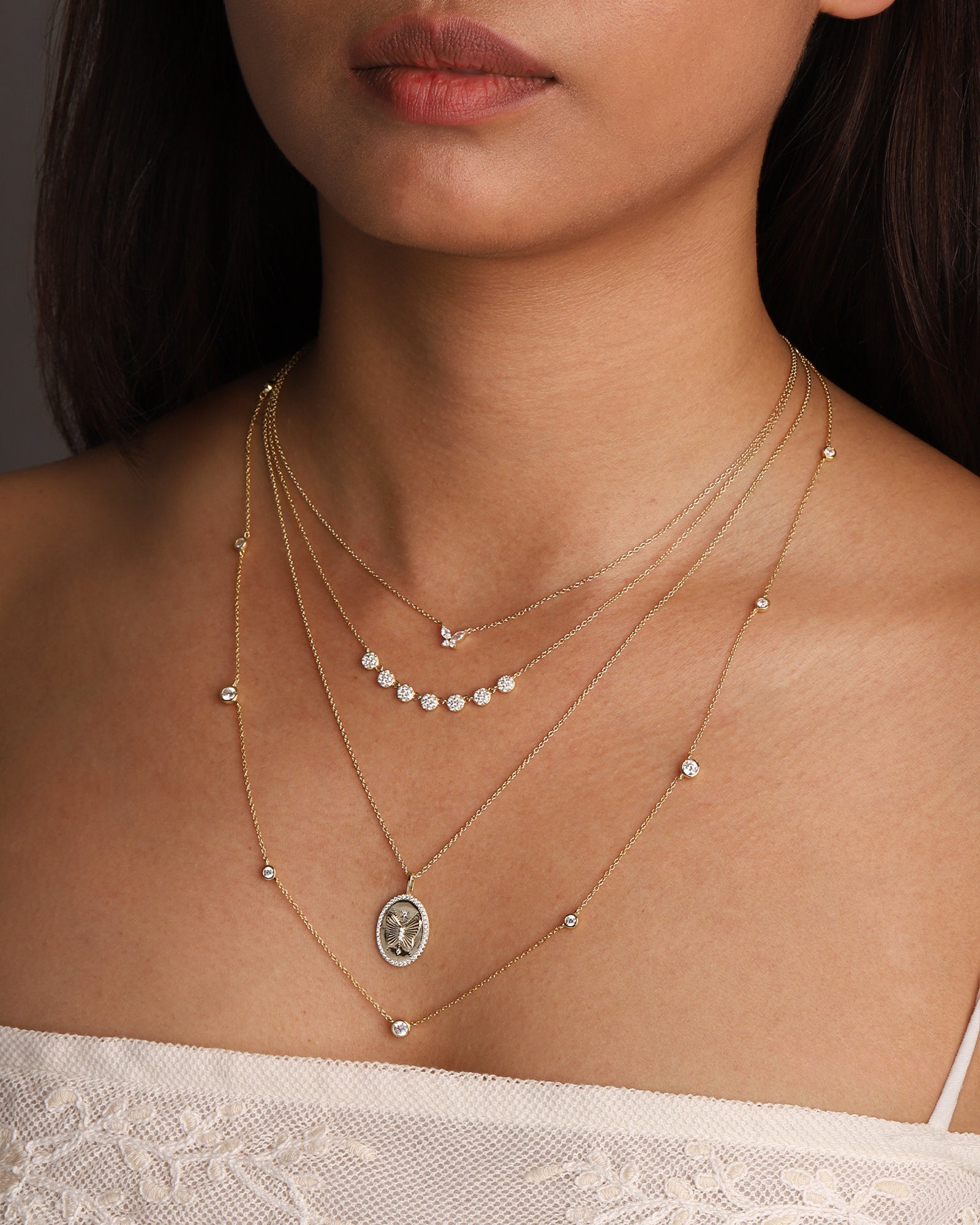 Quiet Icon-Gradual Station Bezel Necklace-Necklaces-Blue Ruby Jewellery-Vancouver Canada