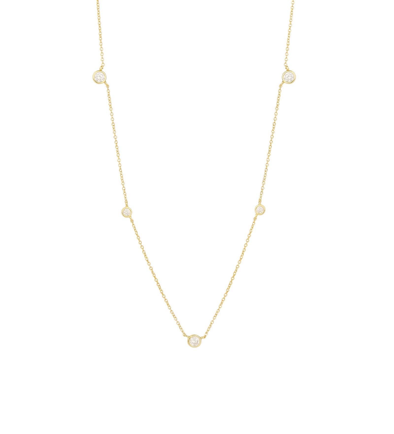 Quiet Icon-Gradual Station Bezel Necklace-Necklaces-14k Gold Vermeil, Cubic Zirconia-Blue Ruby Jewellery-Vancouver Canada