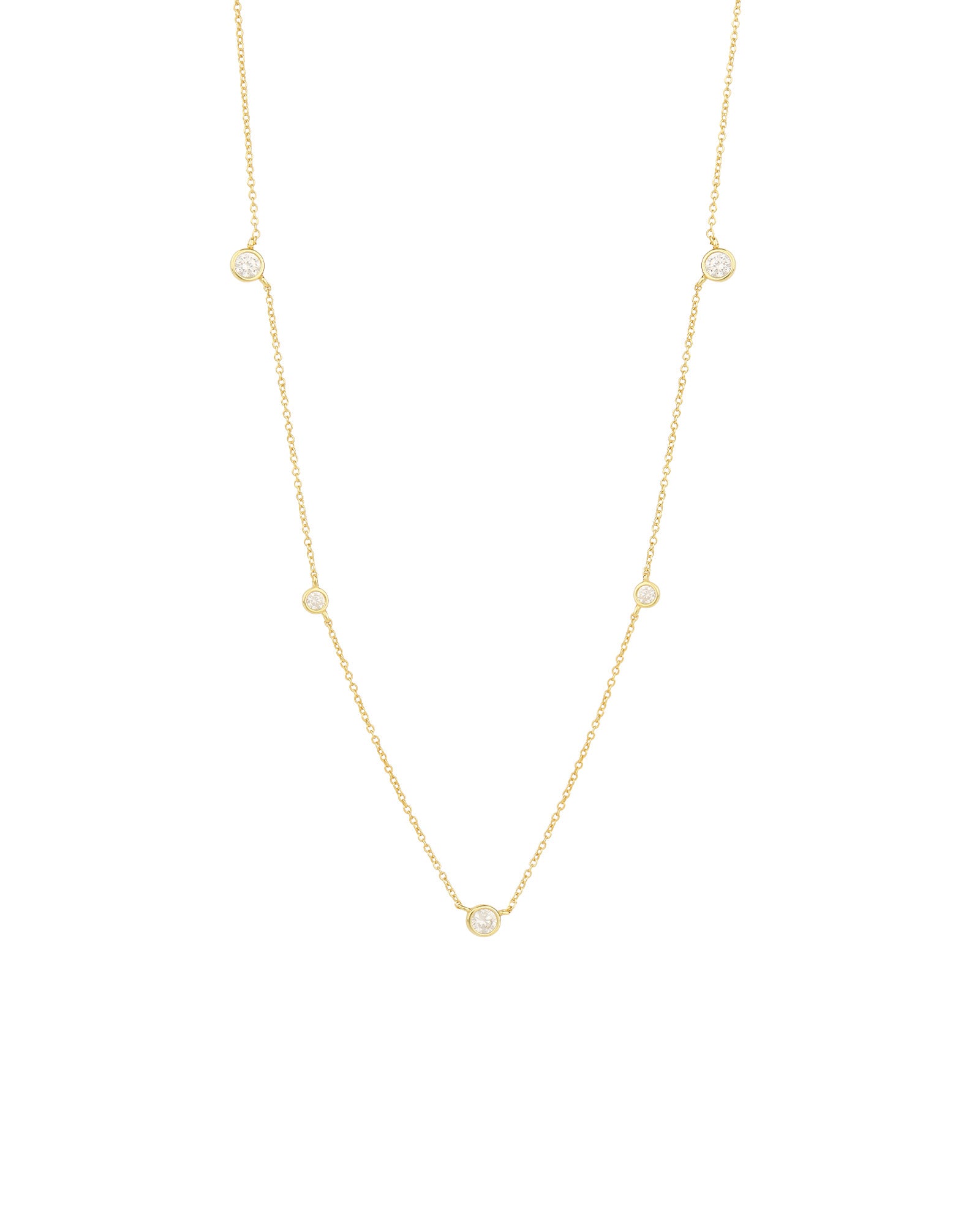 Quiet Icon-Gradual Station Bezel Necklace-Necklaces-14k Gold Vermeil, Cubic Zirconia-Blue Ruby Jewellery-Vancouver Canada