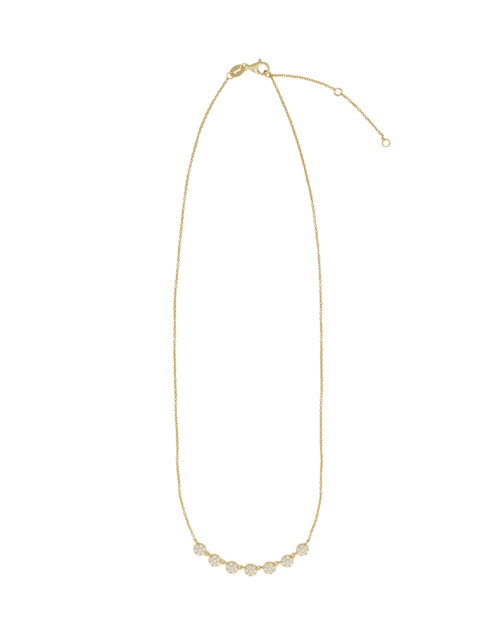 Multi Disc Pavé Necklace 14k Gold Vermeil, Cubic Zirconia