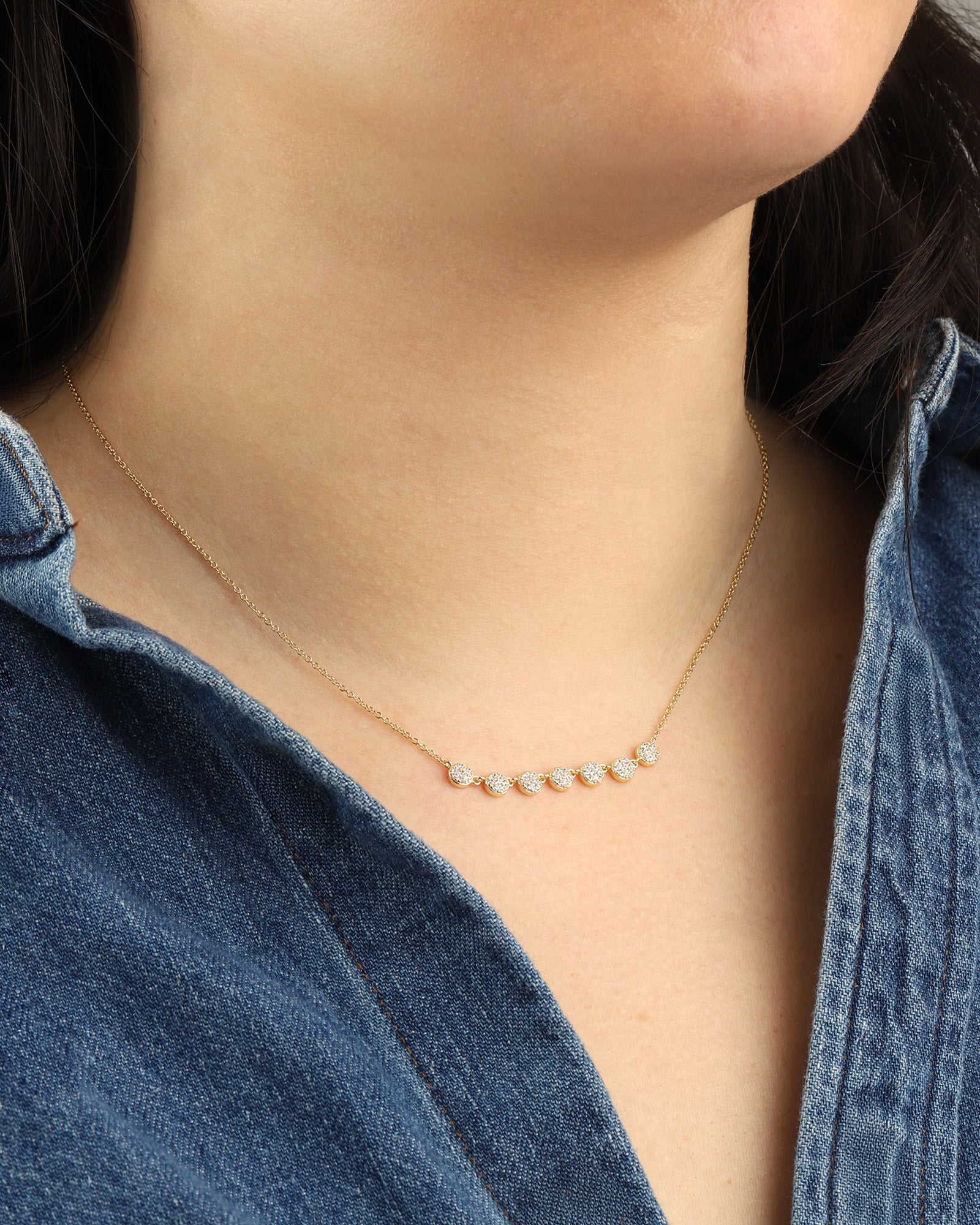 Quiet Icon-Multi Disc Pavé Necklace-Necklaces-Blue Ruby Jewellery-Vancouver Canada