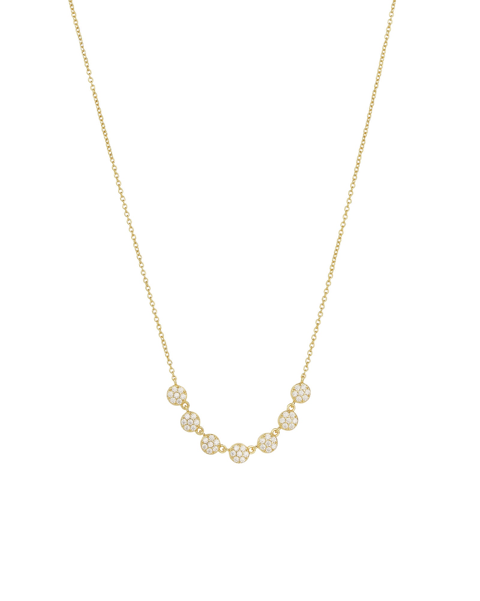 Multi Disc Pavé Necklace 14k Gold Vermeil, Cubic Zirconia