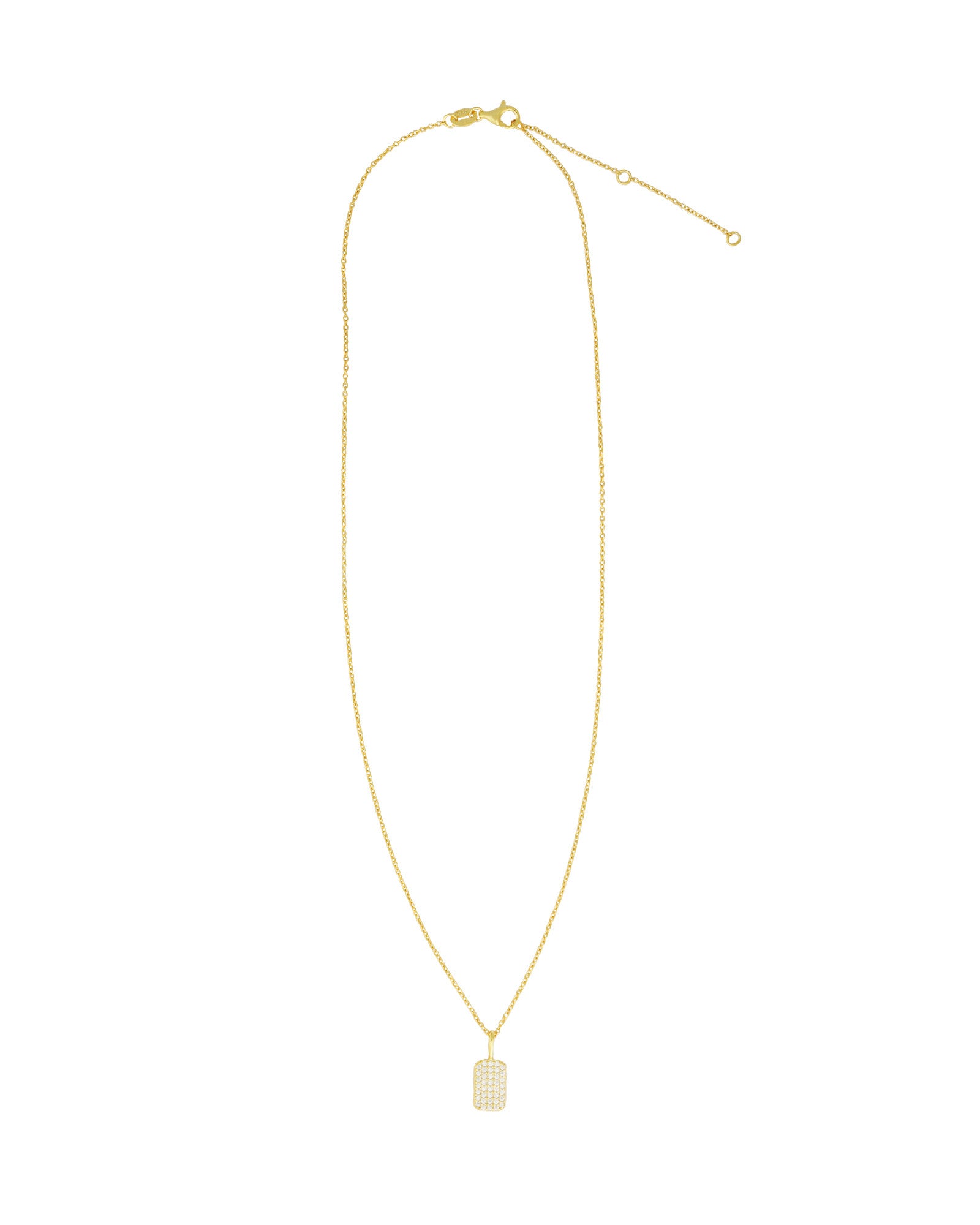 Pavé Tag Necklace 14k Gold Vermeil, Cubic Zirconia