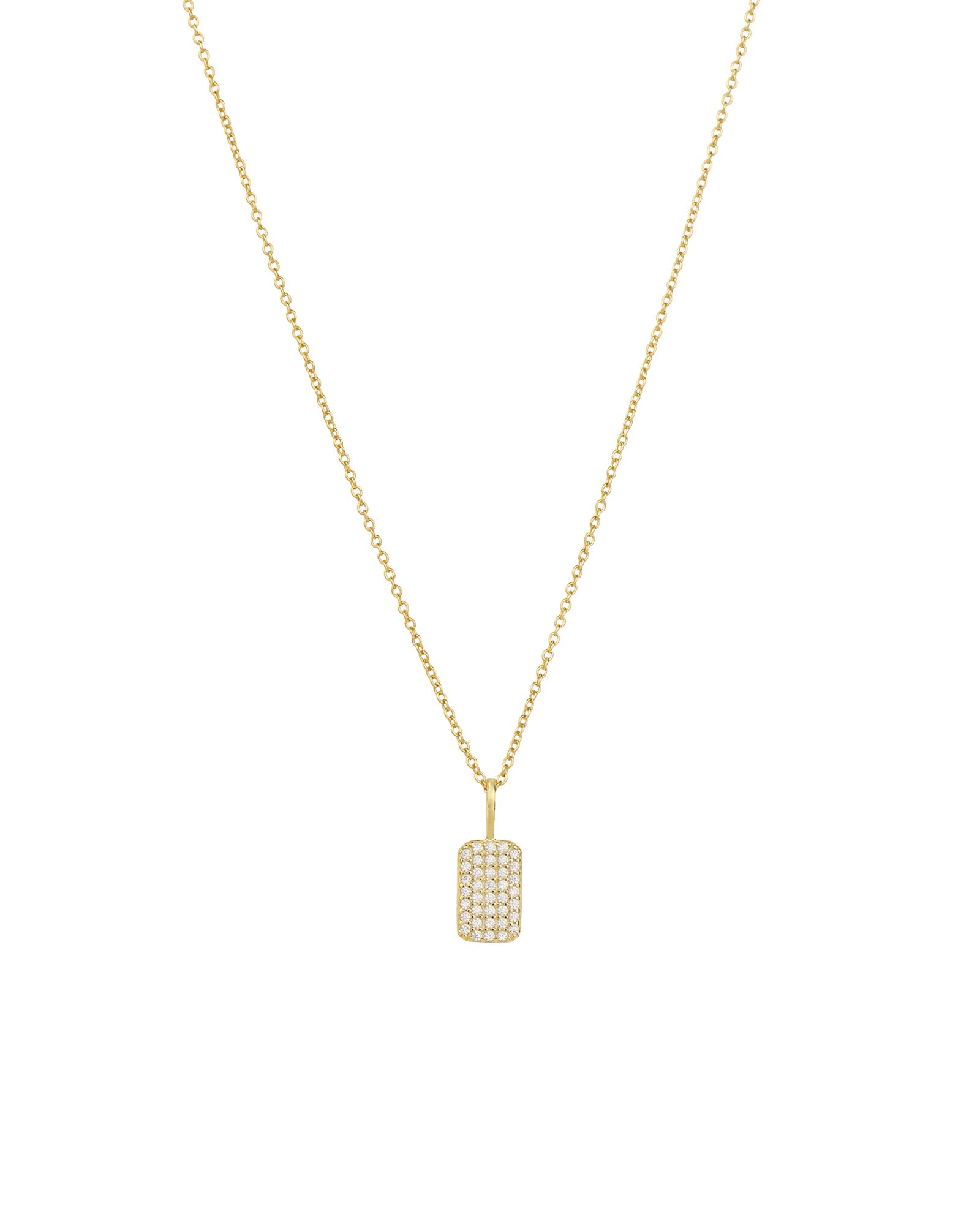 Pavé Tag Necklace 14k Gold Vermeil, Cubic Zirconia