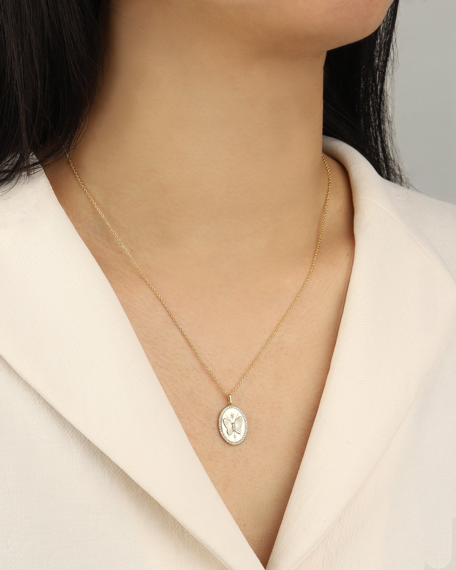 Quiet Icon-Oval Butterfly Necklace-Necklaces-Blue Ruby Jewellery-Vancouver Canada