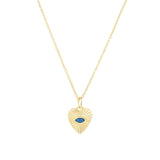 Quiet Icon-Radiant Heart Evil Eye Necklace-Necklaces-14k Gold Vermeil, Cubic Zirconia-Blue Ruby Jewellery-Vancouver Canada