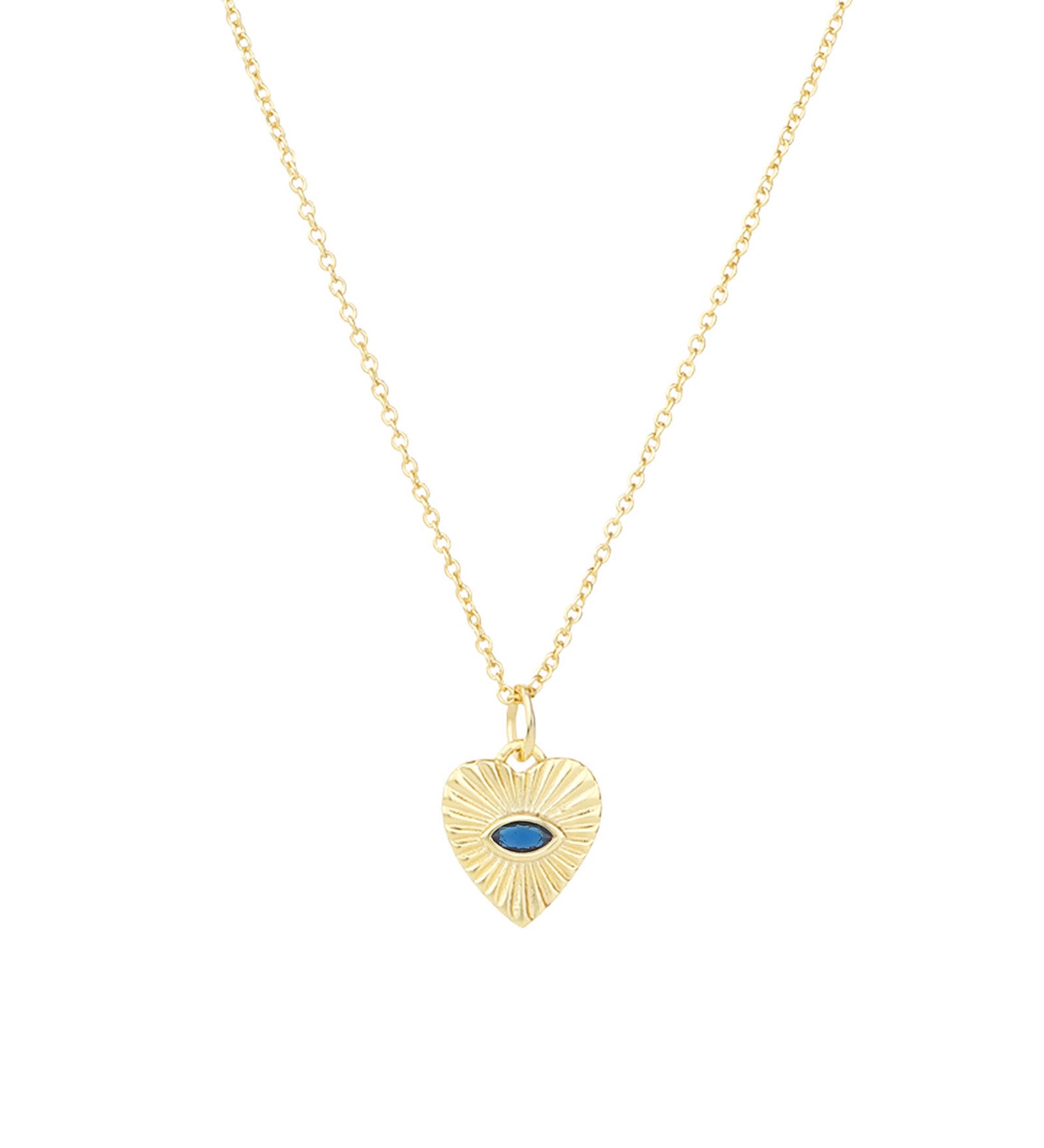 Quiet Icon-Radiant Heart Evil Eye Necklace-Necklaces-14k Gold Vermeil, Cubic Zirconia-Blue Ruby Jewellery-Vancouver Canada