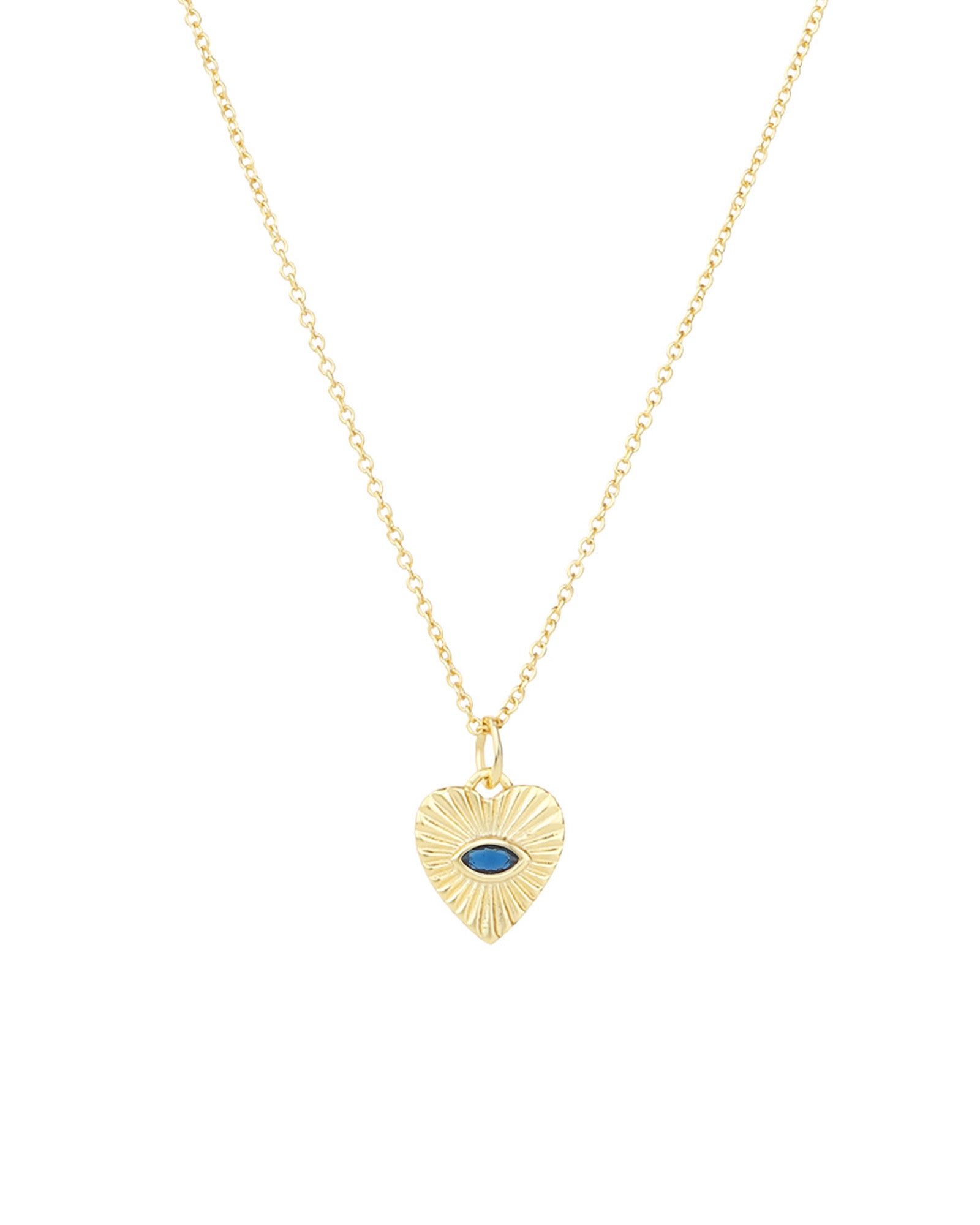 Quiet Icon-Radiant Heart Evil Eye Necklace-Necklaces-14k Gold Vermeil, Cubic Zirconia-Blue Ruby Jewellery-Vancouver Canada