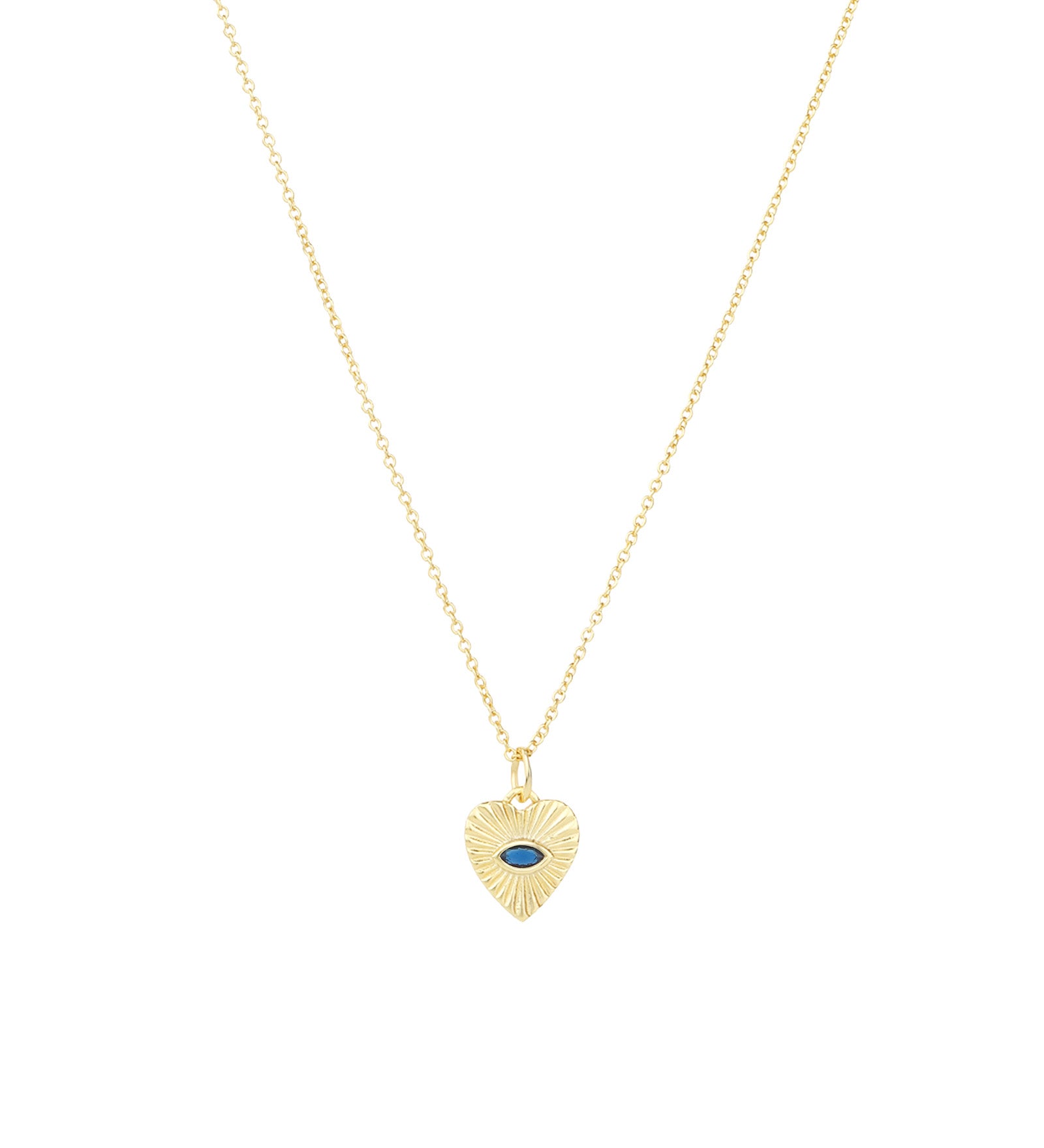 Quiet Icon-Radiant Heart Evil Eye Necklace-Necklaces-14k Gold Vermeil, Cubic Zirconia-Blue Ruby Jewellery-Vancouver Canada
