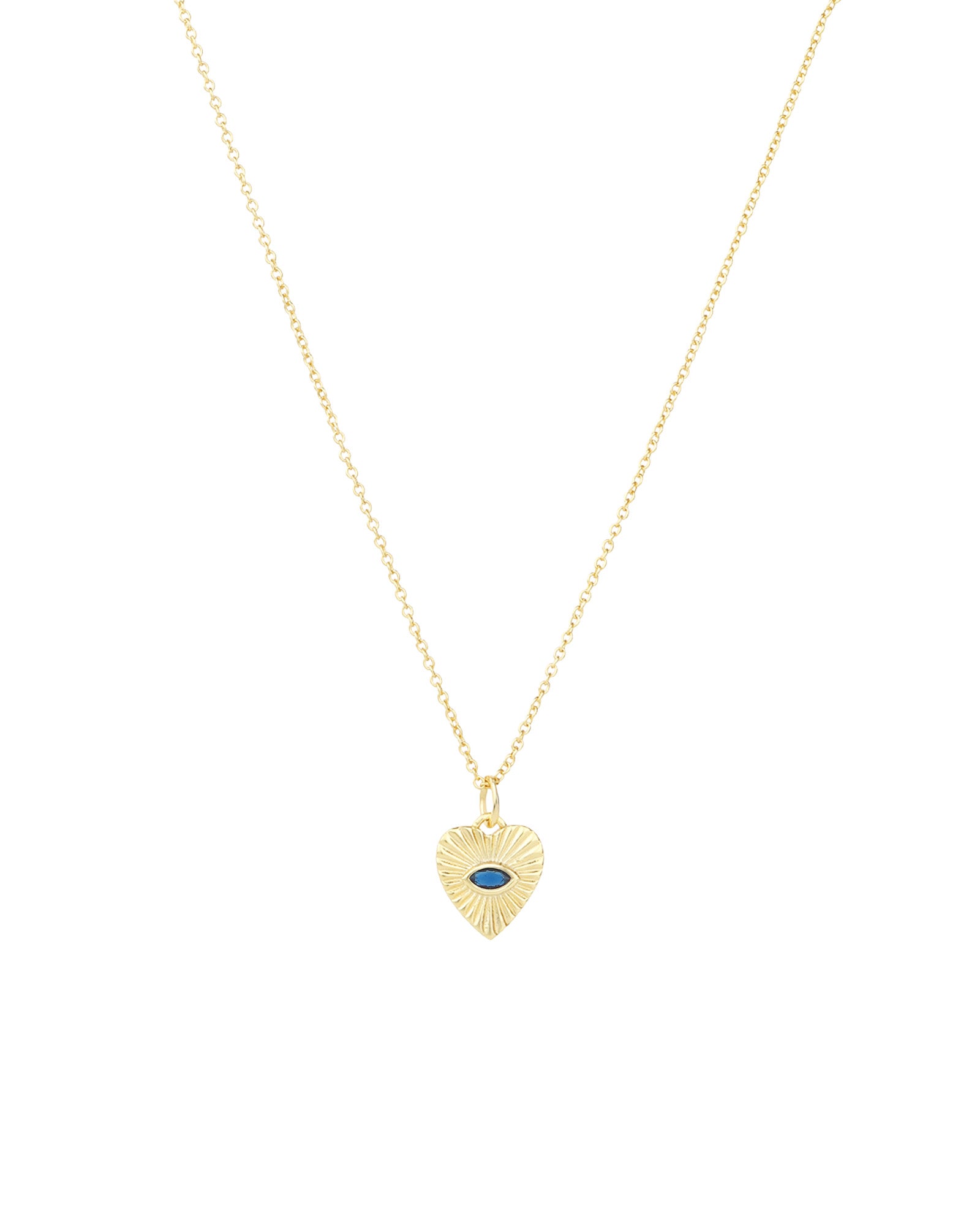 Quiet Icon-Radiant Heart Evil Eye Necklace-Necklaces-14k Gold Vermeil, Cubic Zirconia-Blue Ruby Jewellery-Vancouver Canada