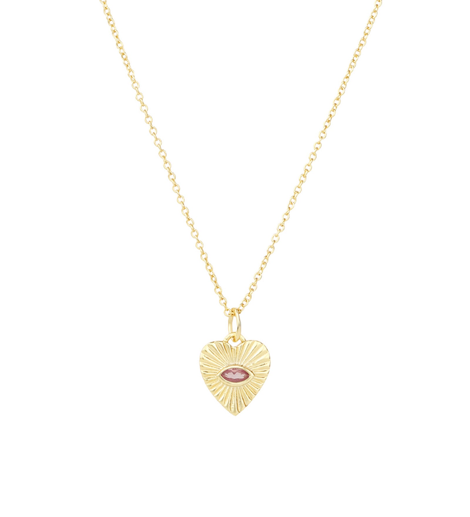 Quiet Icon-Radiant Heart Evil Eye Necklace-Necklaces-14k Gold Vermeil, Cubic Zirconia-Blue Ruby Jewellery-Vancouver Canada