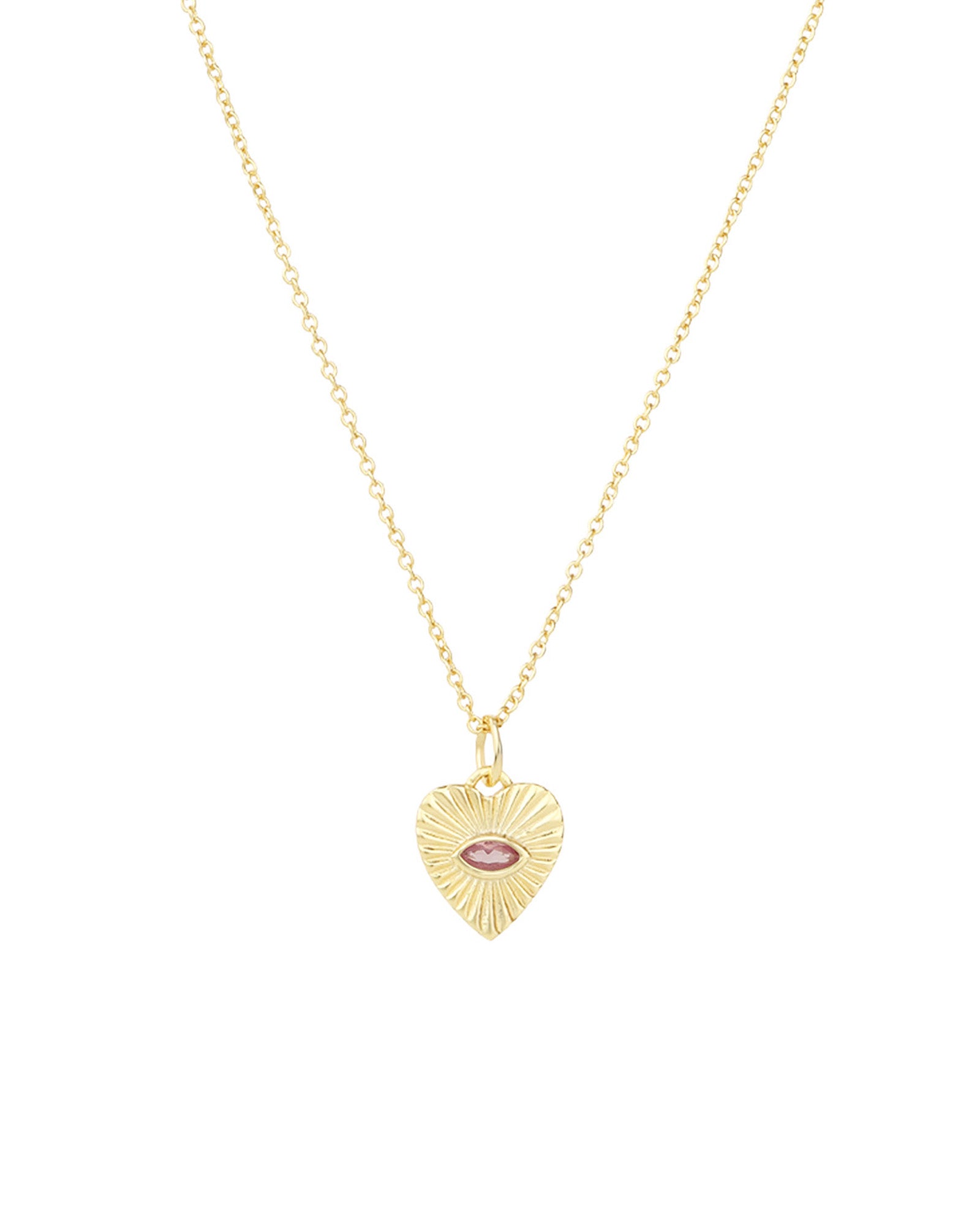 Quiet Icon-Radiant Heart Evil Eye Necklace-Necklaces-14k Gold Vermeil, Cubic Zirconia-Blue Ruby Jewellery-Vancouver Canada