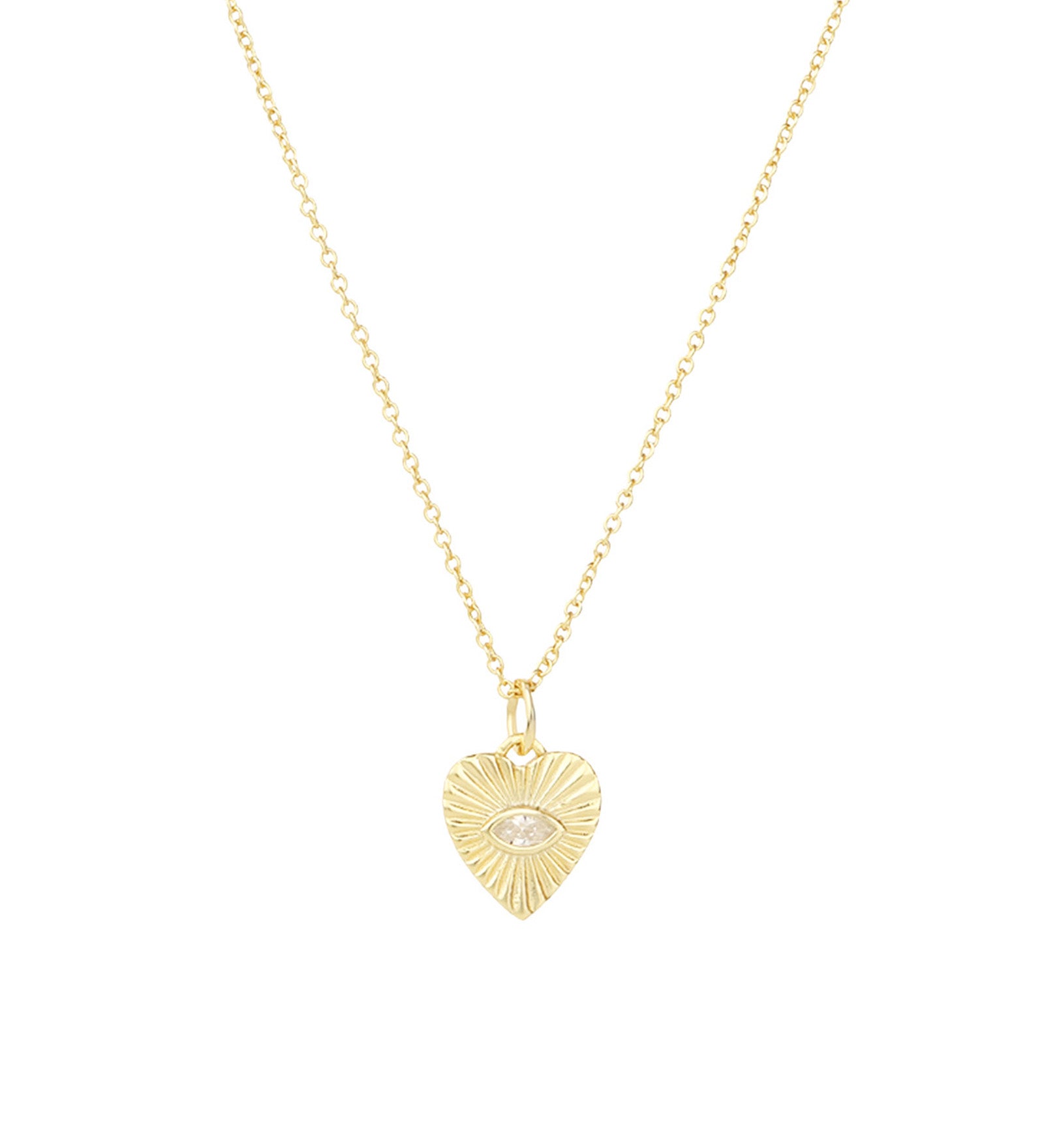 Quiet Icon-Radiant Heart Evil Eye Necklace-Necklaces-14k Gold Vermeil, Cubic Zirconia-Blue Ruby Jewellery-Vancouver Canada