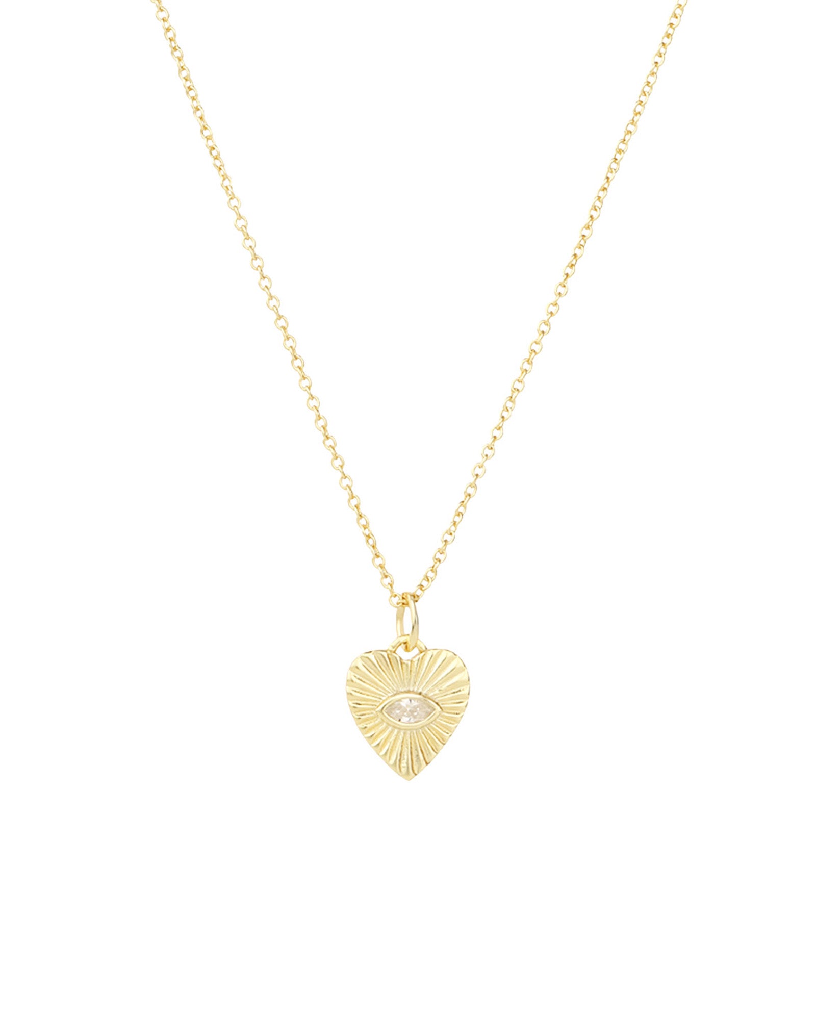 Quiet Icon-Radiant Heart Evil Eye Necklace-Necklaces-14k Gold Vermeil, Cubic Zirconia-Blue Ruby Jewellery-Vancouver Canada