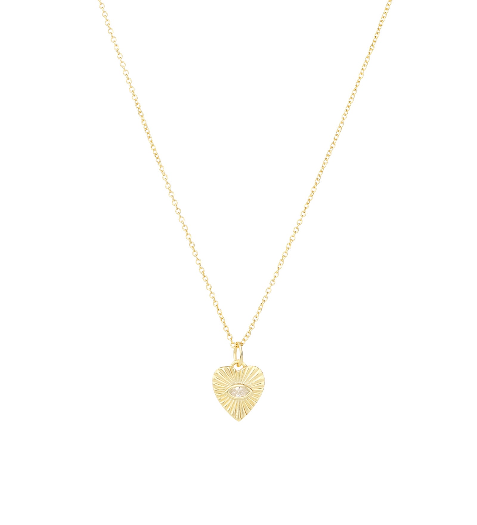 Quiet Icon-Radiant Heart Evil Eye Necklace-Necklaces-14k Gold Vermeil, Cubic Zirconia-Blue Ruby Jewellery-Vancouver Canada