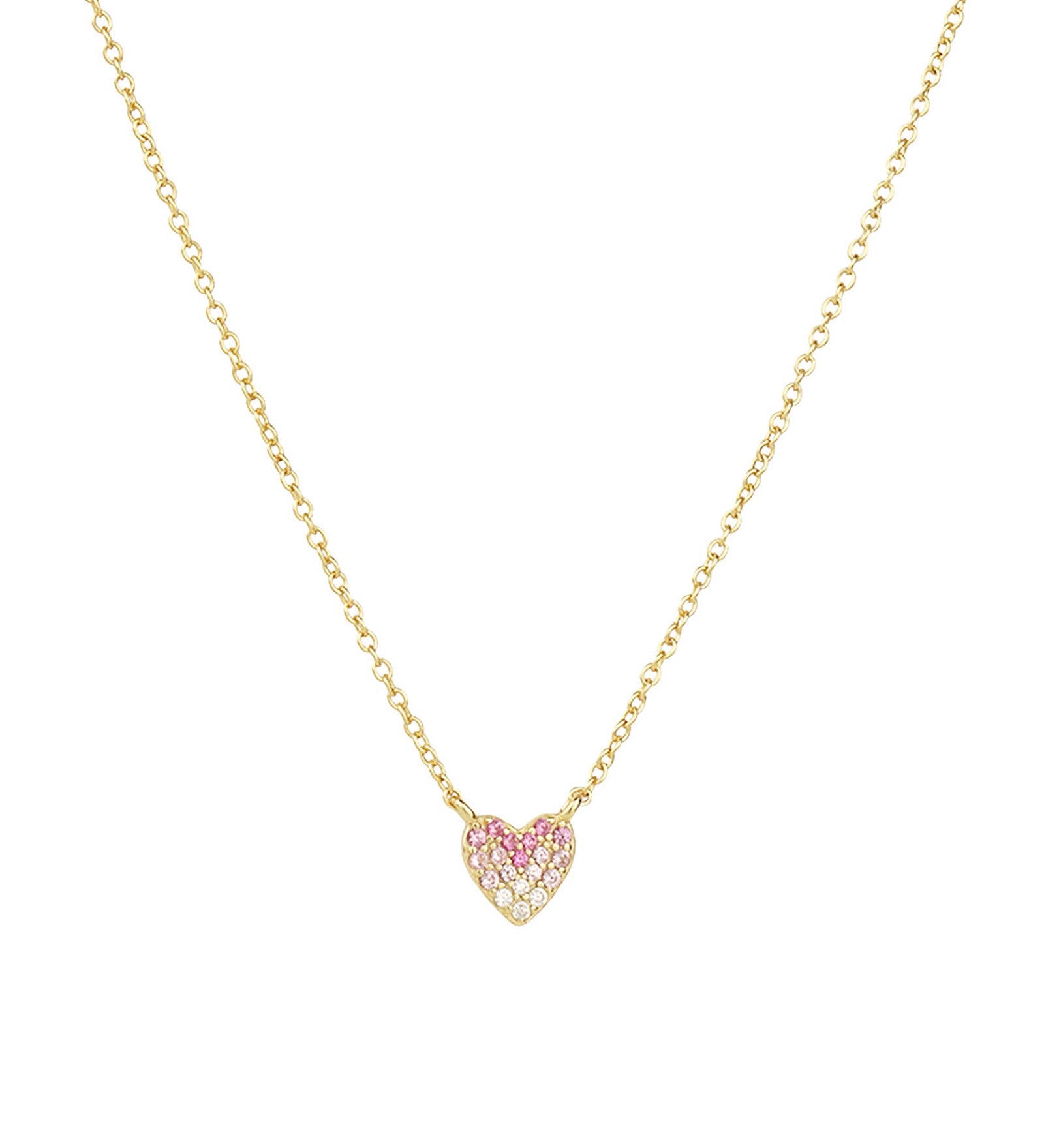 Quiet Icon-Ombré Pavé Heart Necklace-Necklaces-14k Gold Vermeil, Cubic Zirconia-Blue Ruby Jewellery-Vancouver Canada