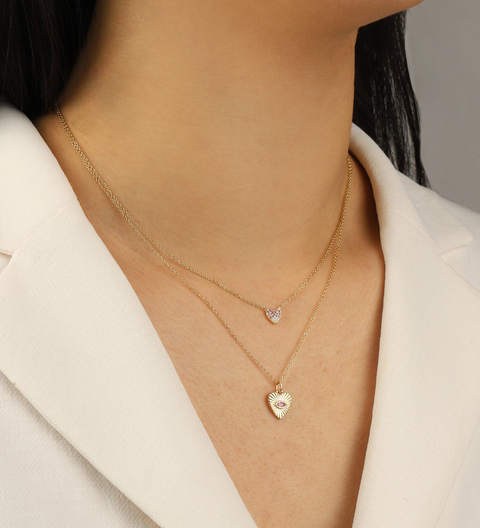 Quiet Icon-Ombré Pavé Heart Necklace-Necklaces-Blue Ruby Jewellery-Vancouver Canada