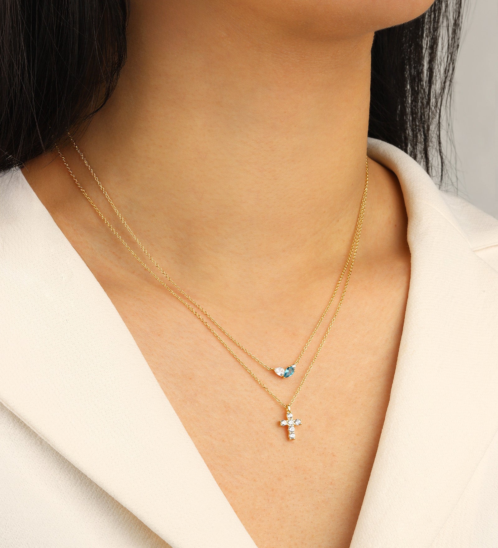 Quiet Icon-Petite Cross Necklace-Necklaces-Blue Ruby Jewellery-Vancouver Canada