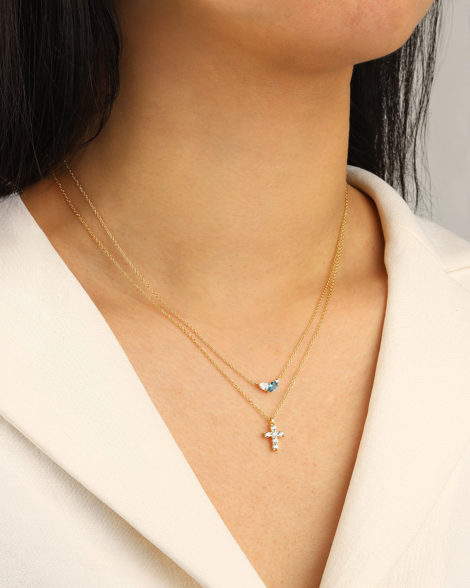 Quiet Icon-Petite Cross Necklace-Necklaces-Blue Ruby Jewellery-Vancouver Canada
