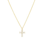 Quiet Icon-Petite Cross Necklace-Necklaces-14k Gold Vermeil, Cubic Zirconia-Blue Ruby Jewellery-Vancouver Canada