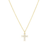 Quiet Icon-Petite Cross Necklace-Necklaces-14k Gold Vermeil, Cubic Zirconia-Blue Ruby Jewellery-Vancouver Canada